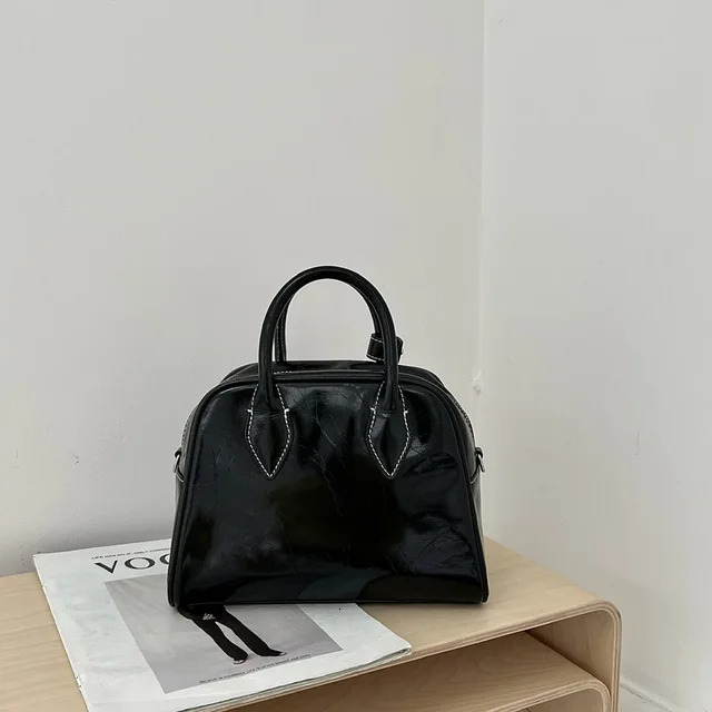 Fashion Stylish Shiny Gold Sier Color Tote Small Medium Size 100% Cowhide Leather Women Handbag High-Class Shoulder Bag Zipper Style Genuine Leather B