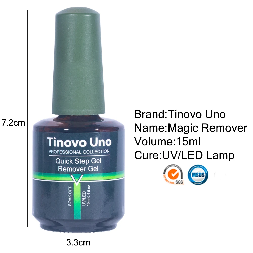 ddmysmile 15Ml Tinovo Magic Uno Remover Professional Quick Step Nail Gel Polish Remover Burst Semi Permanent Soak Off Degreasr Cream Smile