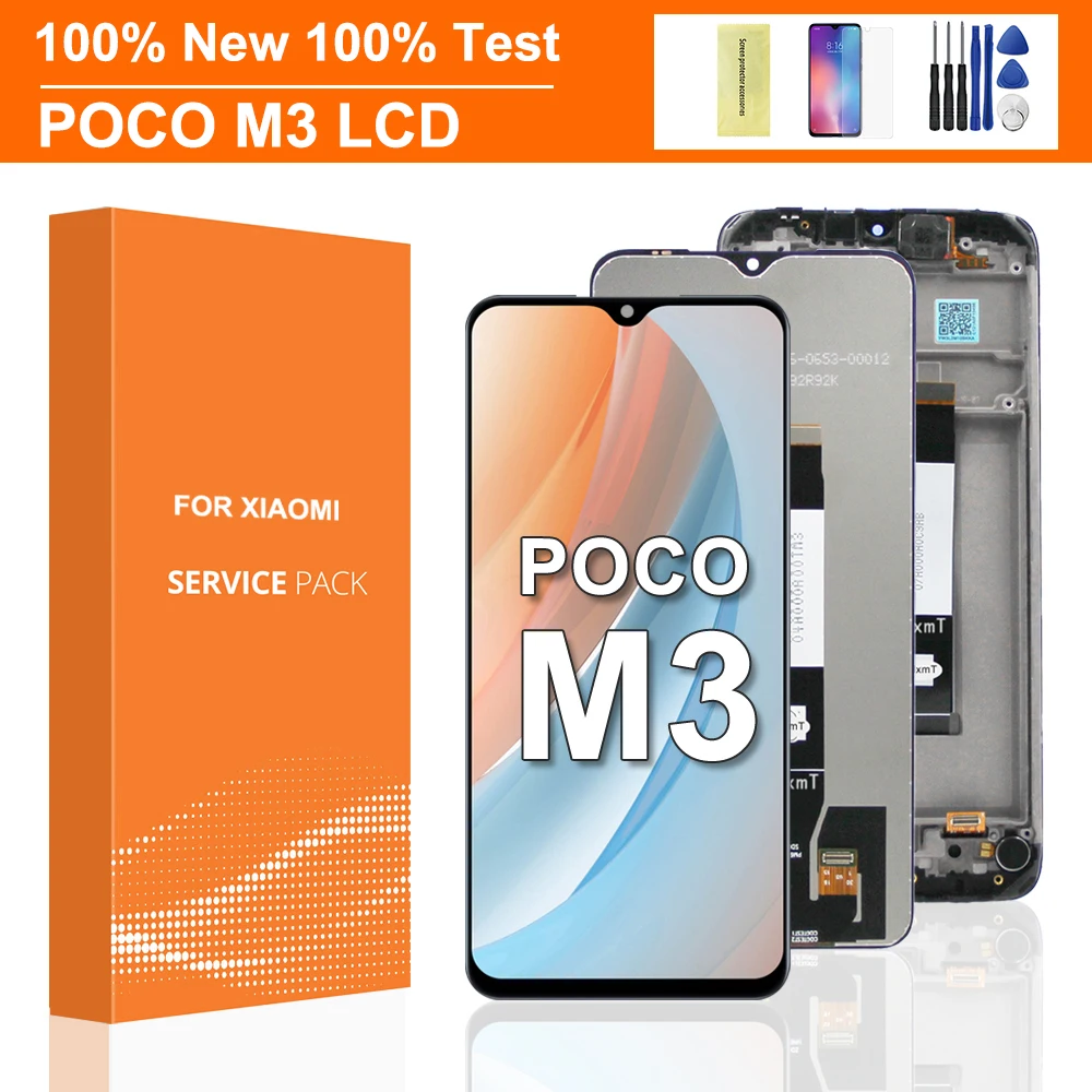 6.53" Original For Xiaomi POCO M3 LCD Display Touch Screen Digitizer Assembly For Redmi 9T lcd M2010J19SG Display Frame Repair