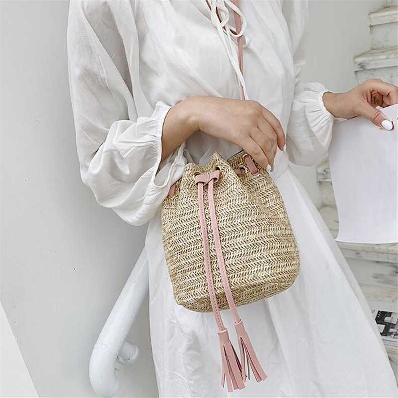 Women Handbags 2023 Summer Ladies Bag Drawstring Red Bucket Bag Handbag New women's Tassel Portable Shoulder Bags For Femme
