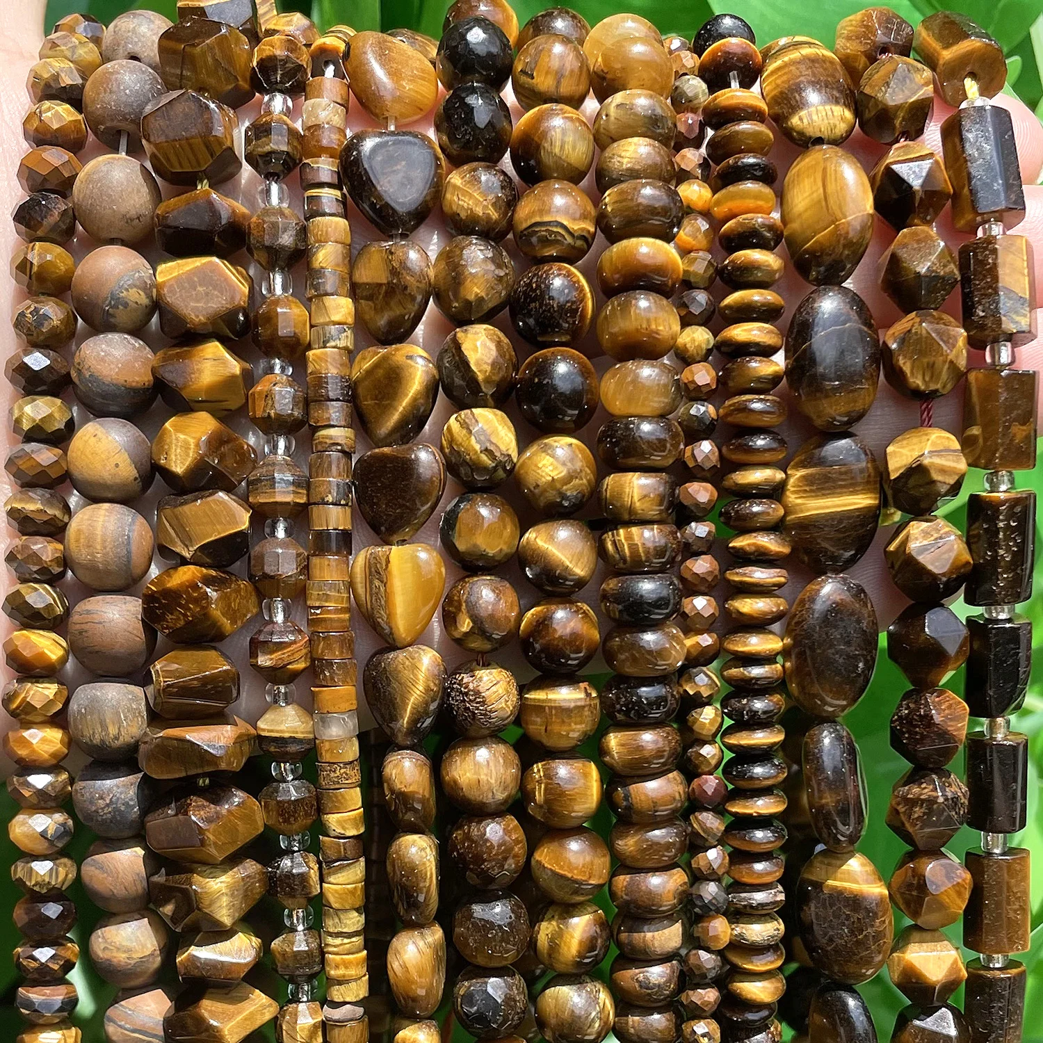 Natural Yellow Tiger Eye Stone Beads Round Multiple Rondelle Cube Faceted Heart Loose Beads DIY Jewelry Making Handmade Bracelet