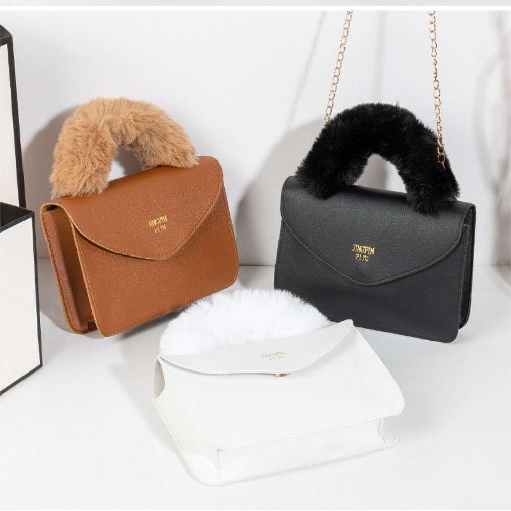 Faux Fur Tote Bag for Women New Soft Furry Plush Crossbody Bags Designer Top-handle Handbags Warm Purses Bolsa Feminina