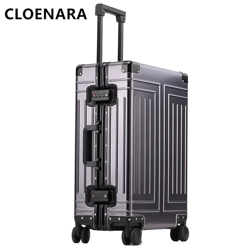 COLENARA Travel Suitcase 26"29 Inch All Aluminum Magnesium Alloy Trolley Case Men's 20"24 Boarding Box with Wheels Cabin Luggage