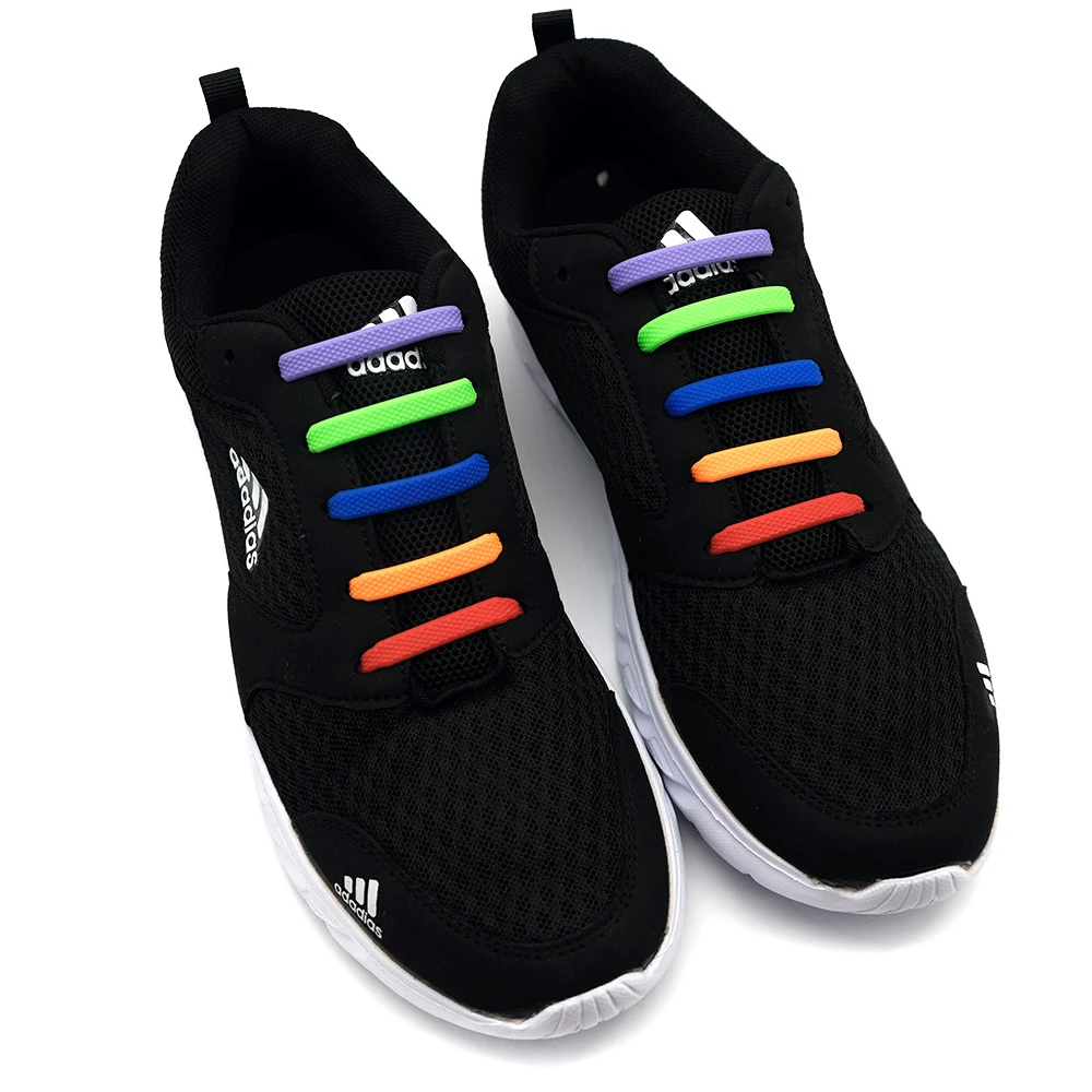 Accessories Lazy Shoes 16pcs/Lot Elastic Silicone Shoelaces Shoelace Creative Kids Adult Sneakers Quick No Tie Rubber Shoelaces smile