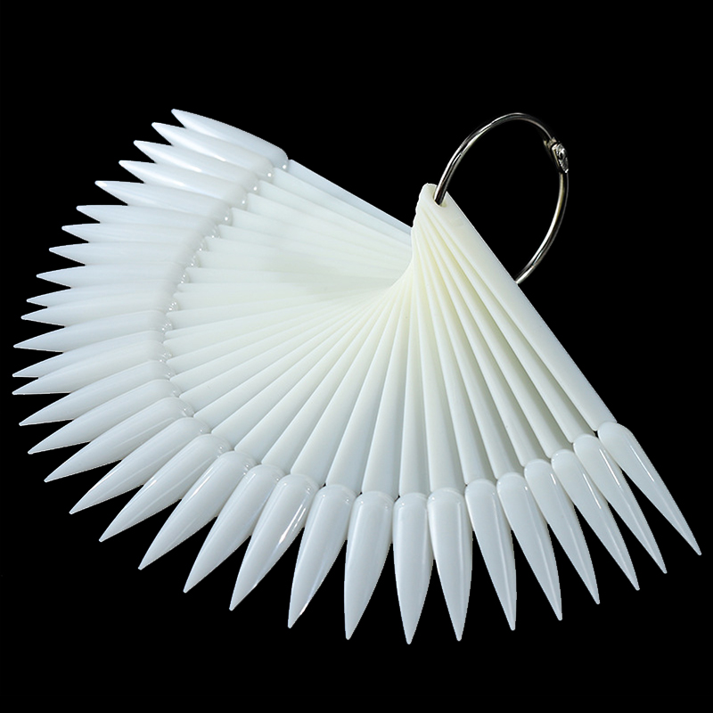 Tips False 40pcs Nail Gel Polish Practice Card Display Long Stiletto Sharp Showing Stick Chart Palette Buckle Ring Manicure Tool smile