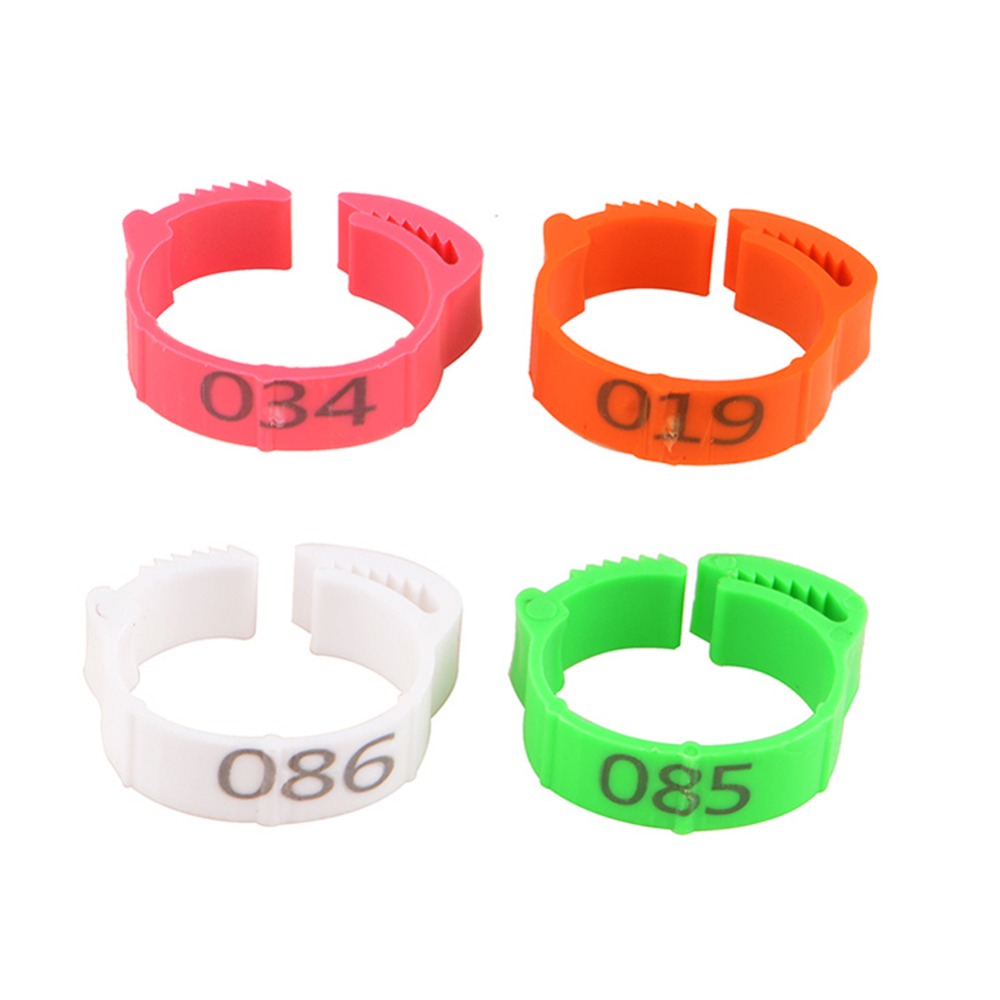 100PCS Chicken Foot Ring Adjustable Size Poultry Leg Digital Label Buckle Ring 6 Colors Plastic Chick Duck Goose Farm Equipment