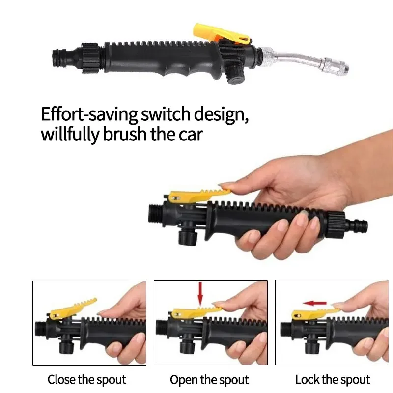 48cm High Pressure Water Cleaning Gun Car Beauty Washing Washer Tool Kit with Adjustable Nozzle Foam Bottle for Garden Wood
