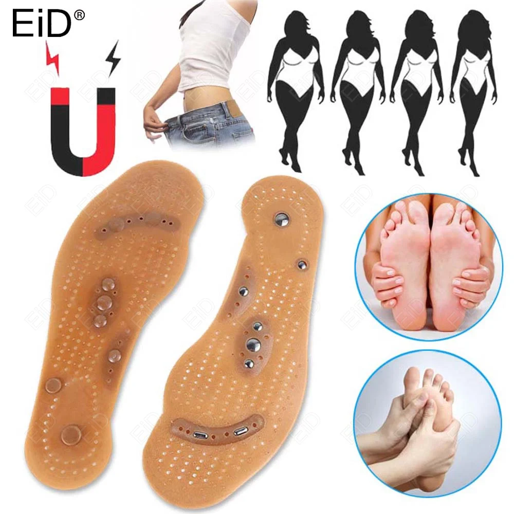 Silicone Magnetic Massage EiD Insoles Therapy Slimming Insoles for Weight Loss Foot Acupressure Shoe Pads Wholesale Sole Unisex smile