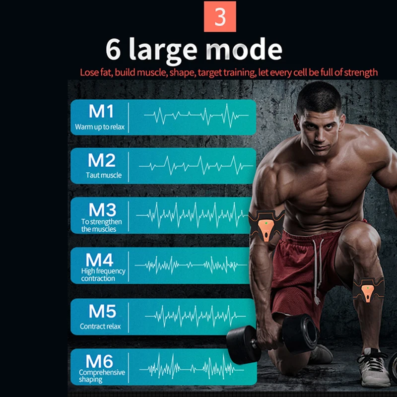 Electric Smart Charged USB Abdominal Muscle Stimulator ABS EMS Hip Trainer Body Slimming Massage Belly Arm Leg Workout Unisex smile