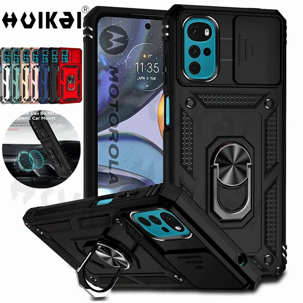 Stand Case for Ring Moto G22 2022 G31 G5 G50 G60S Moto G PURE G Power STYLUS Magnetic Heav Camera Lens Protector AntiDrop Cover smile