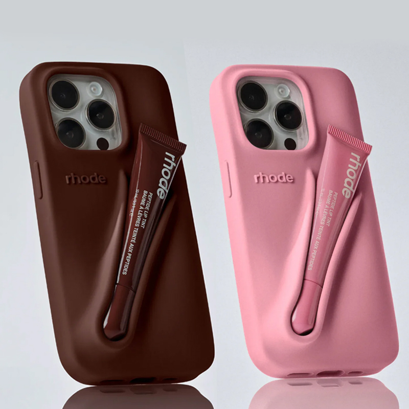 Toast rhode phone case Portable Design Gloss Lipstick Lip Balm 3D Make-Up Phone Case for iPhone 15 14 13 12 Pro Max Holder Cover Silicone Soft