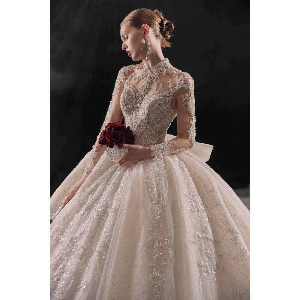 Said Sharon Saudi Arabia Long Sleeves Dubai Wedding Dress For Women Beaded Ball Gown Pricess Bride Dresses H-004 Es 6660311