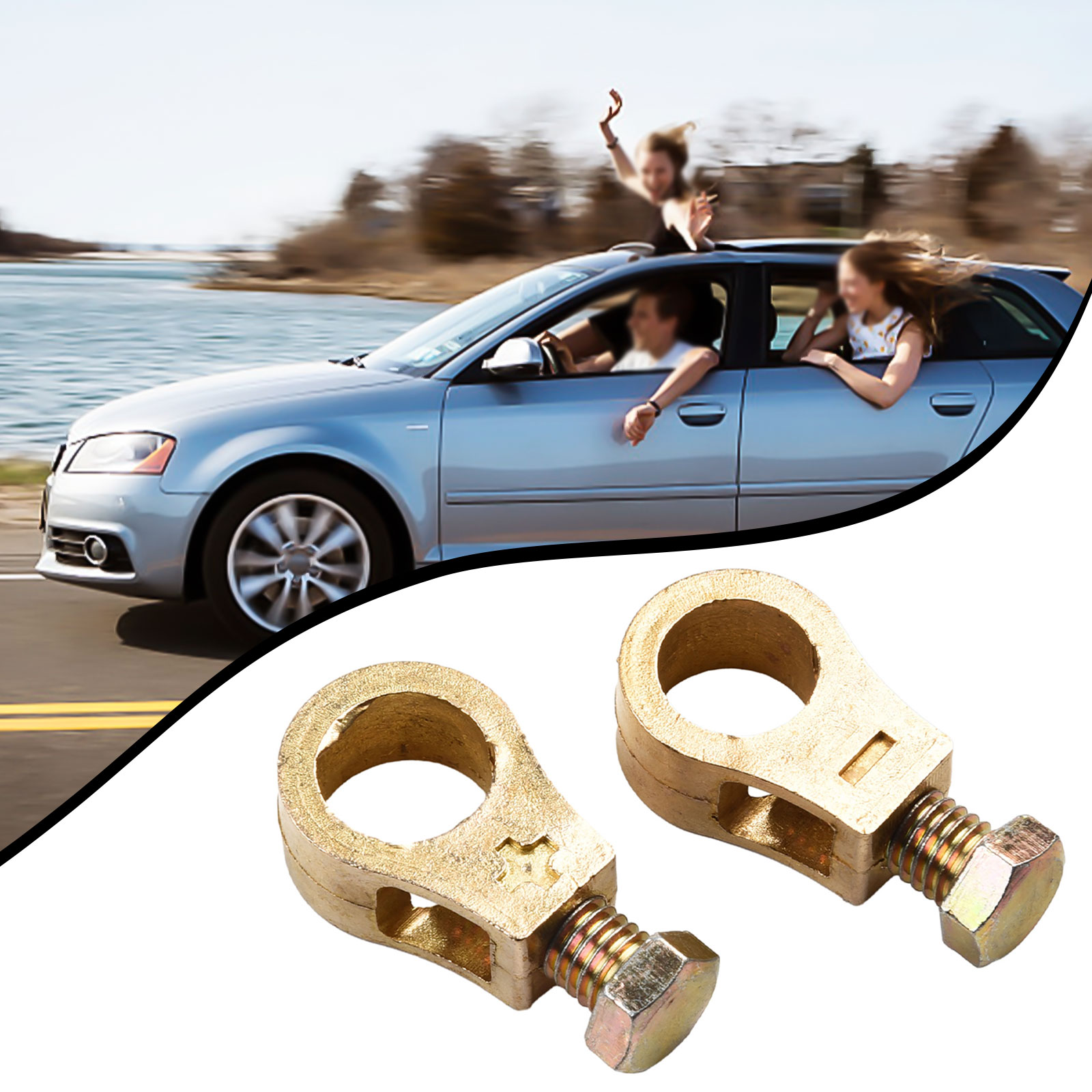 Clips Copper Car Battery Terminal Wire Cable Clamp Top Post Terminal Positive Negative For Car Charging Starting Systems Parts