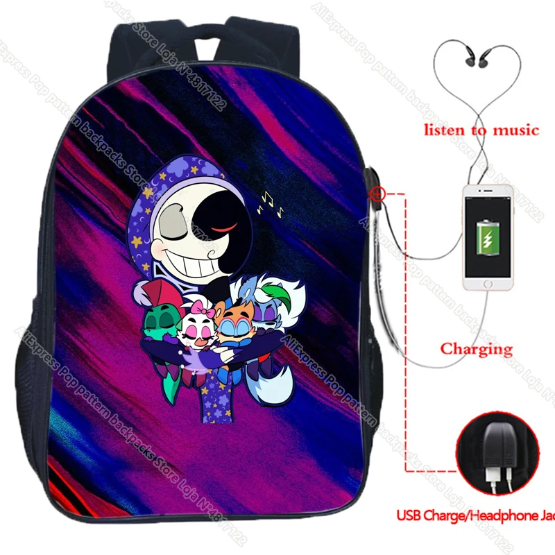 Sunrise Backpack Breach Security for Teenager Fnaf Sundrop Moondrop Boys Children School Bags Usb Charging Laptop Kids Book Bag smile