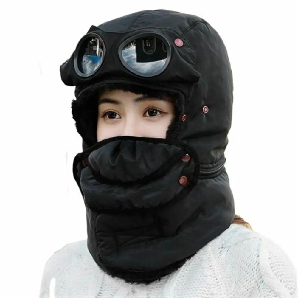 Head Cover Face Full Women Man Winter Warm with Glasses Mask Windproof Beanies Cycling Caps Thermal Trapper Hat smile