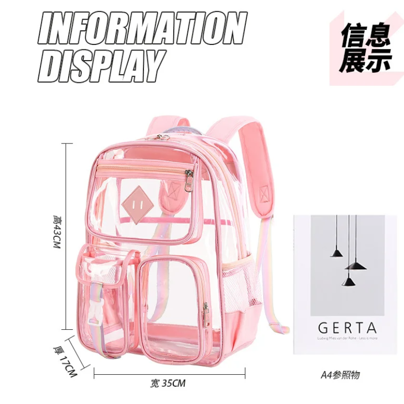Transparent Backpack Children School Bags for Girls Waterproof Primary School Backpacks Kids Schoolbag Junior School Students