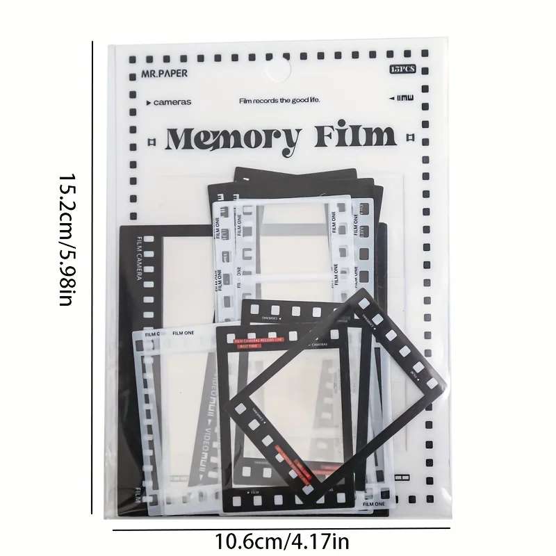 MOHAMM Reteo 15 Sheets Film Border Stickers for Scrapbooking DIY Decorative Material Collage Journaling smile