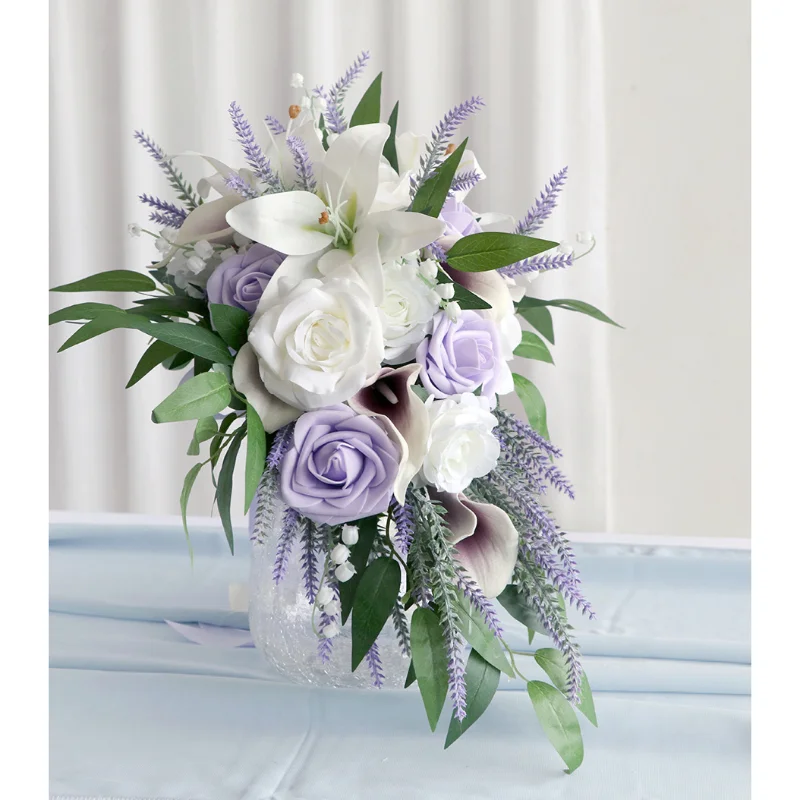 Bouquet Artificial Handmade Wedding Flowers Water Drops Waterfall Bridesmaid Bride Wedding Bouquet Bridal Flowers smile
