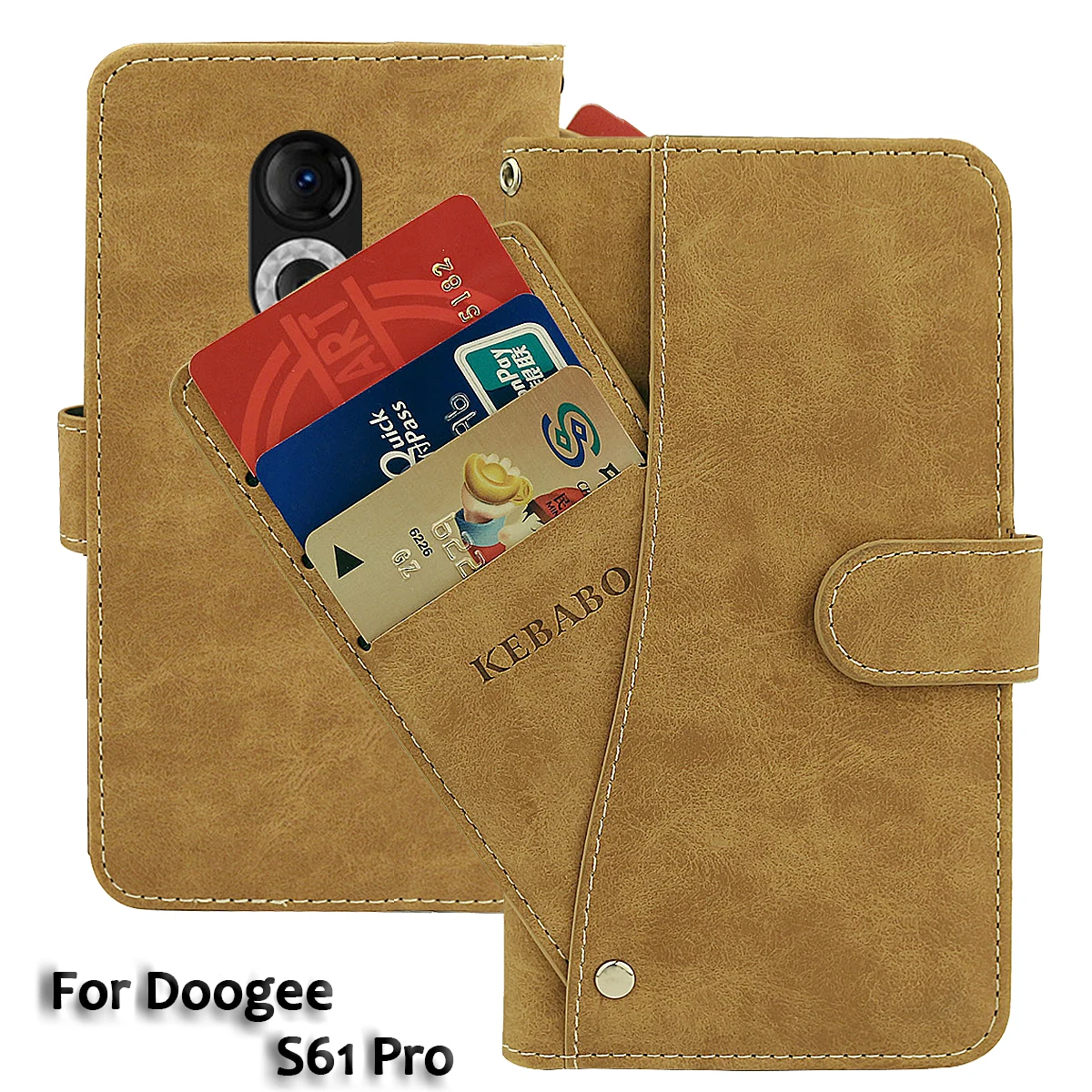 Wallet Vintage Doogee Leather S61 Pro Case 6" Flip Card Slots Cover Magnet Phone Protective ddmysmile Cases Bags Smile 6"