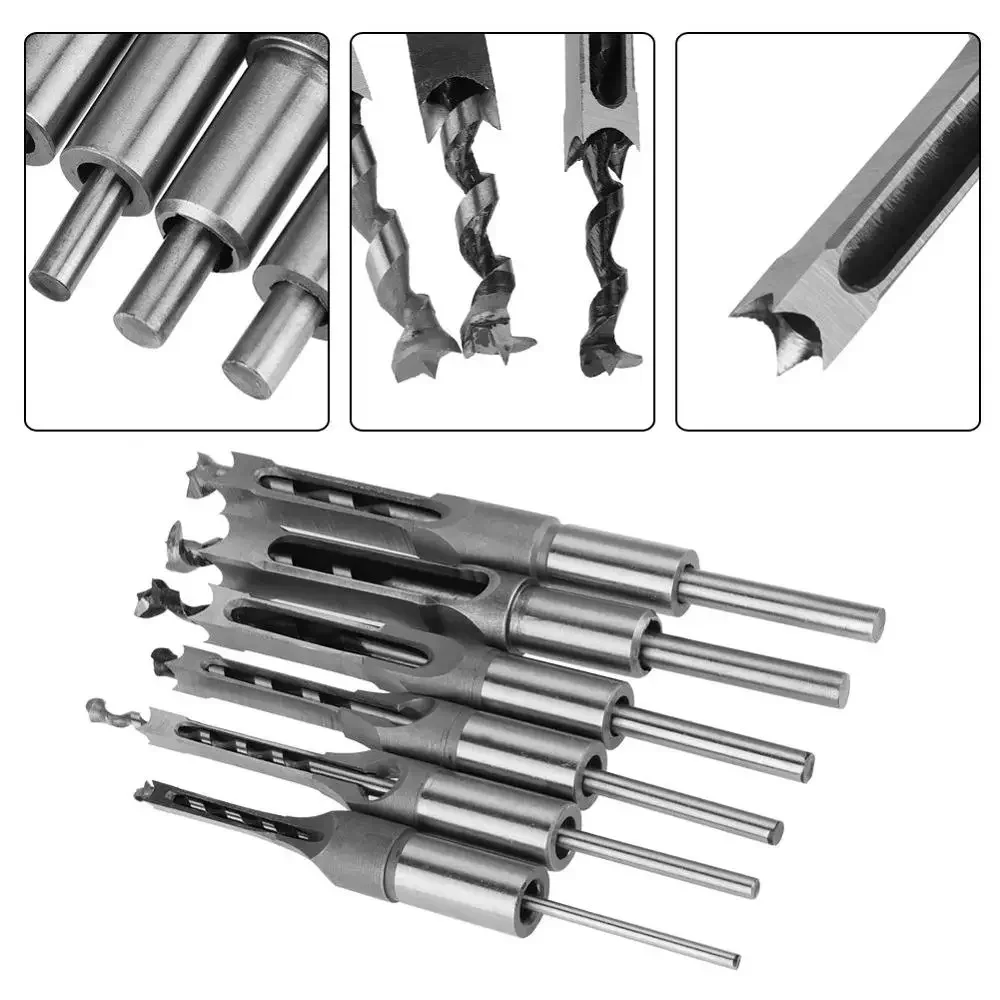 Square Krachtige 6/7 Pcs Hole Saw Drill Bits Woodworking Wood Mortising Chisel Set High-speed Steel Square Hole Saw Drill Bits smile