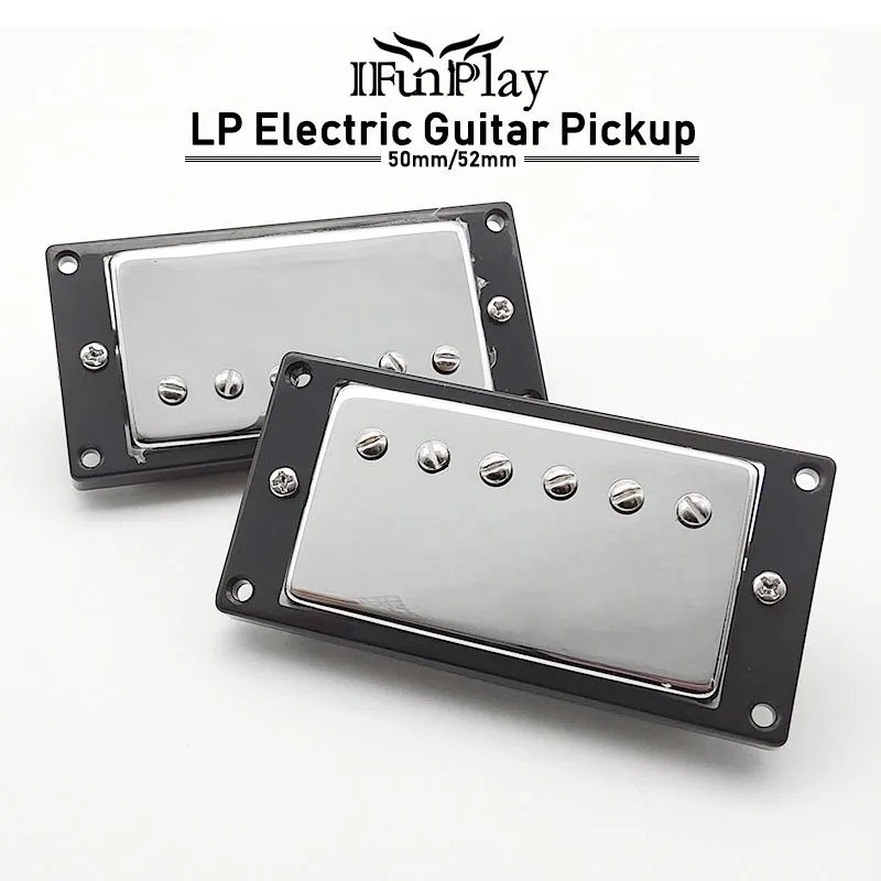 1Pcs LP Humbucker Set Electric Guitar Pickup Neck Bridge Pickup Kit 50mm/52mm with Ring for LP Style Electric Guitar Chrome