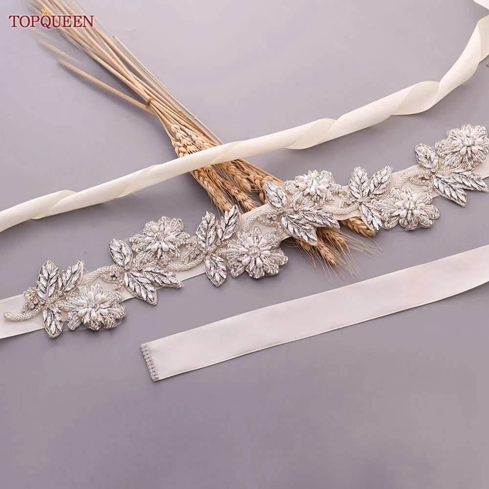 TOPQUEEN Bridal Belt Womens Water Diamond Belt Plus Size Tight Belt Jewelry Belt for Formal Dresses Crystal Wedding Belt S427 241108