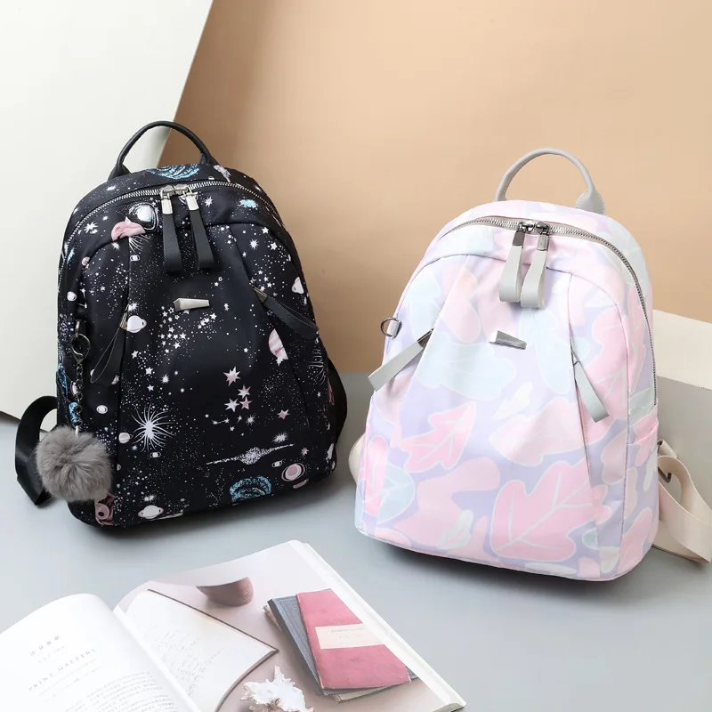 Bags Backpacks for Female Women high-capacity Printing Waterproof Wear-resistant Suitable for Girls' Leisure Or Travel Black smile Girls'