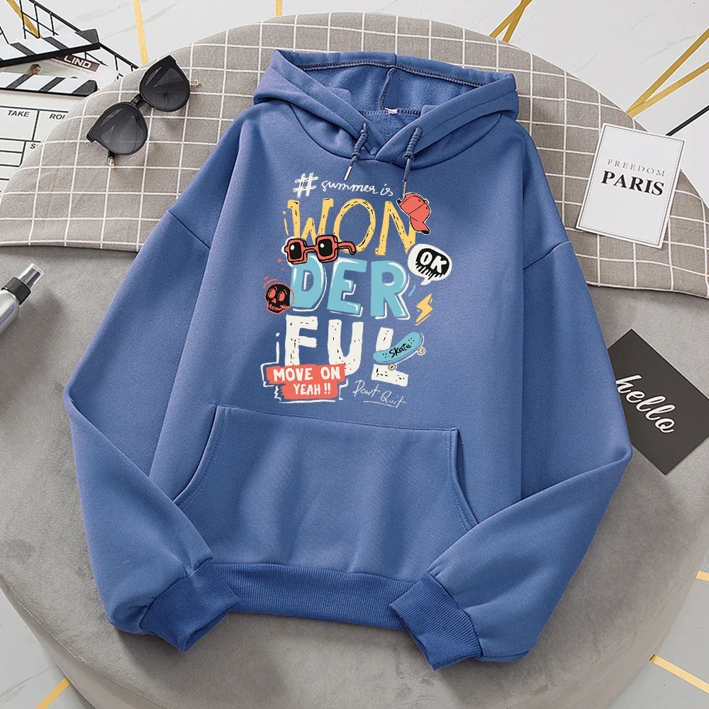 Summer Is Wonderful Move On Yeah Hoodie Woman Casual S-Xxl Warm Hoody Autumn Quality Sweatshirt Loose Casual Warm Pullover Tops