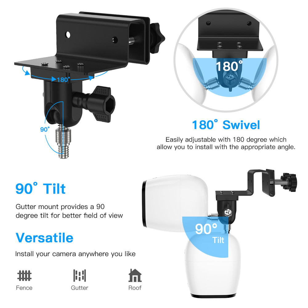 Gutter Mount for Arlo Pro 2,Arlo Ultra,Arlo Pro,Arlo HD Camera Outdoor Weatherproof Roof Gutter Security Camera Mounting Bracket