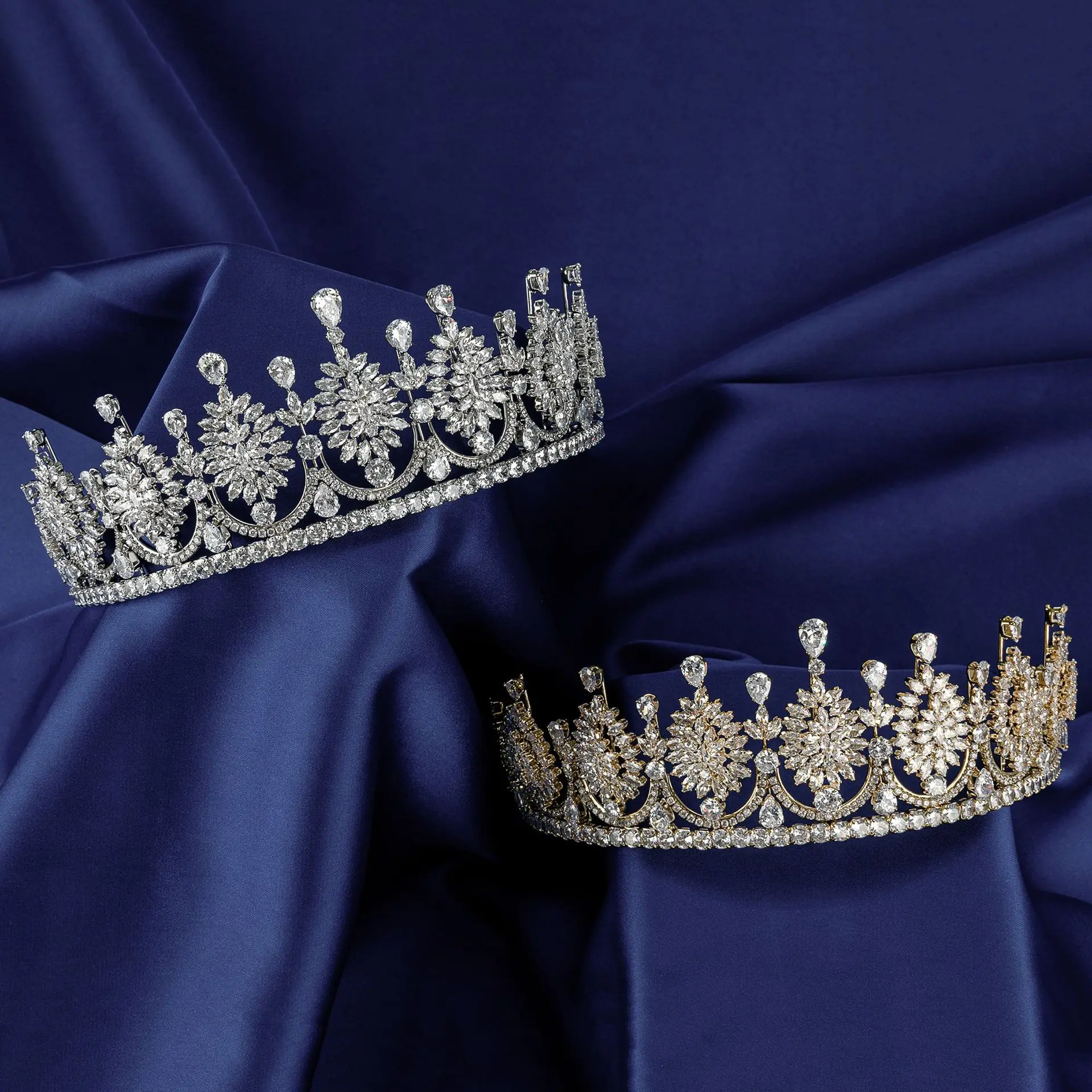 High Quality new Metal CZ Bride Tiara Women Crowns For Wedding Headpiece Rhinestones Bridal Tiaras Fine 2025 Sier Gold Headband
