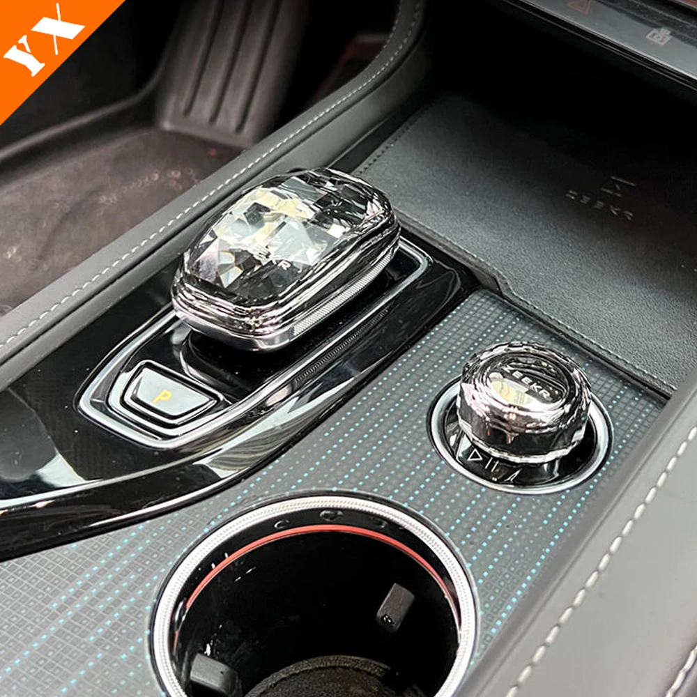 Geely Zeekr 001 For 2021-2024 Rhinestone Look Trim Car Gear Shift Handle Knob Frame Cover Styling Accessories smile