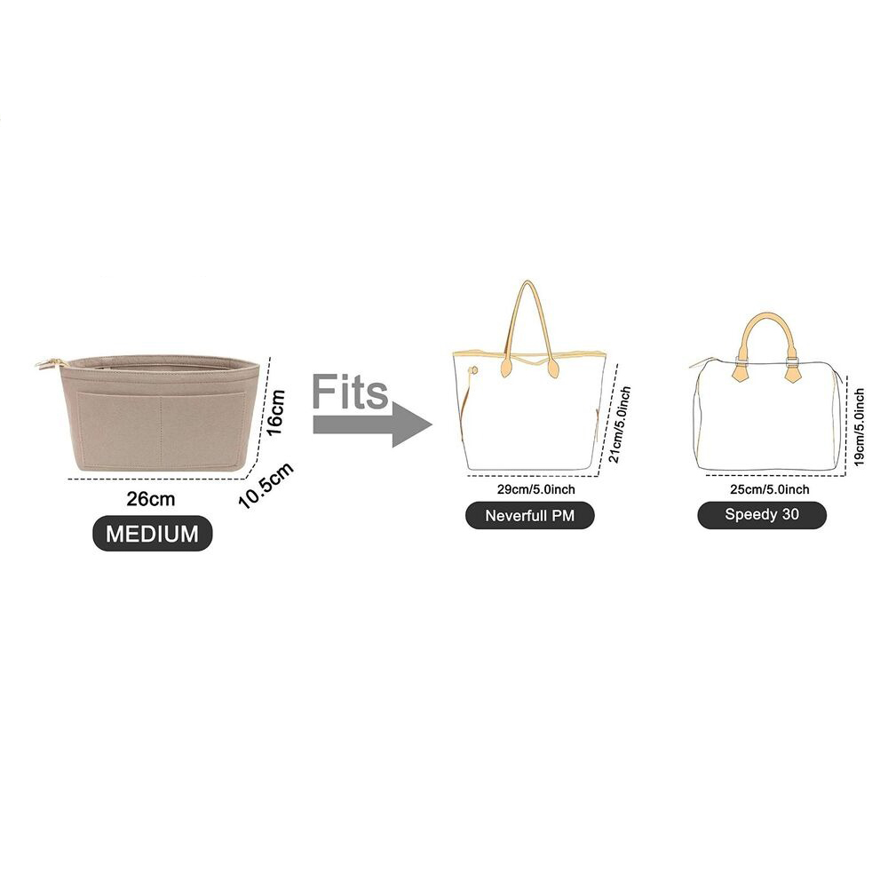 Travel Organiser Handbag Felt Bag Tote Insert Liner Purse Pouch Women Cosmetic Storage Makeup Bag