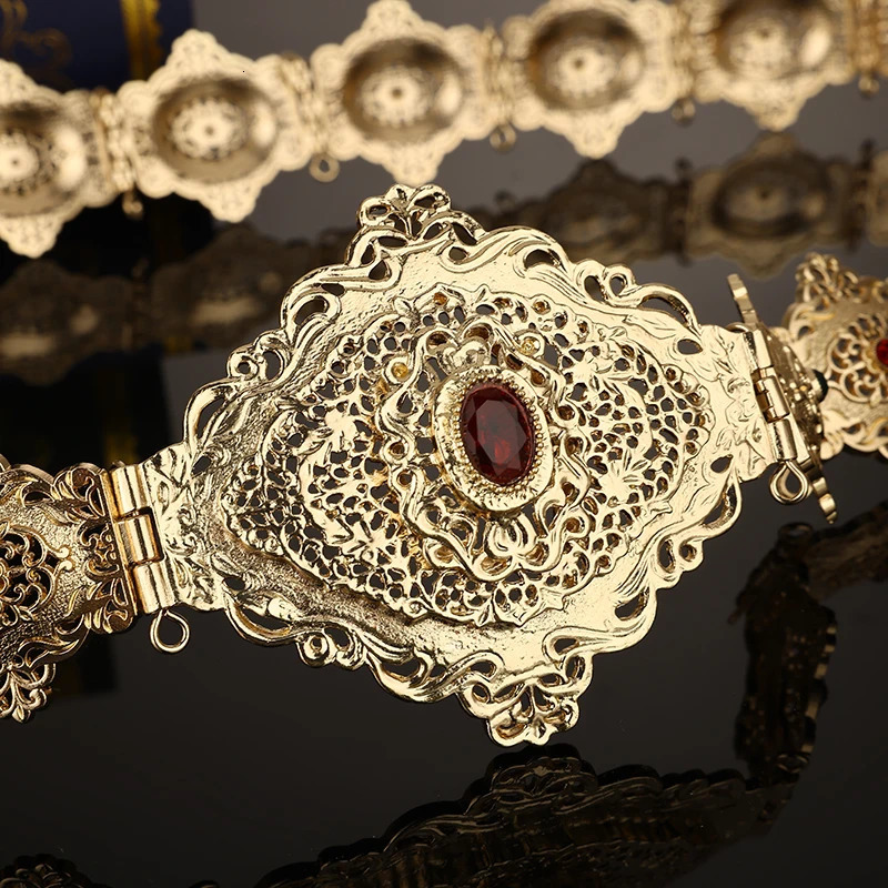 Golden Algerian Womens Belt Moroccan Abaya Bridal Jewelry Traditional Arabic Waist Chain Gift 241108
