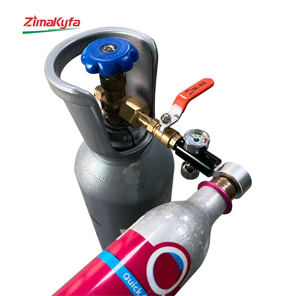 Soda Water CO2 Refill Adapter for Sodastream Quick Connect Cylinder DUO Art Terra Charging,Ball Valve 250Bar 2kPsi Gauge