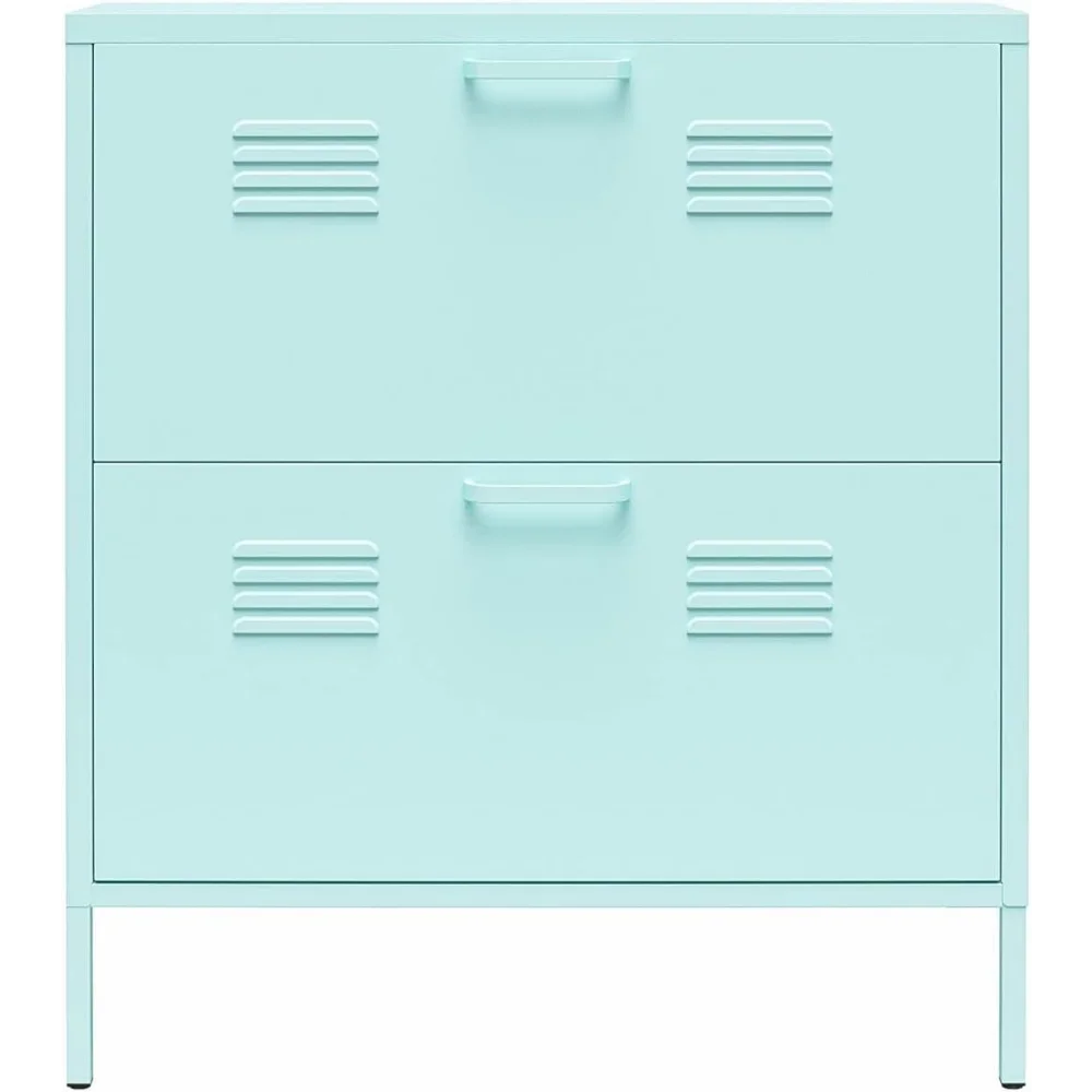 Novogratz Cache 2 Door Locker Style Metal Shoe Storage Cabinet, Mint