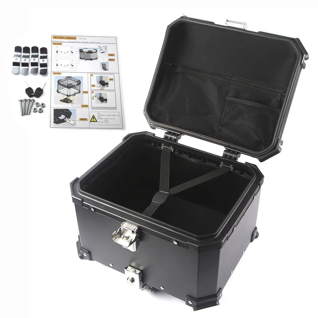 40L 50L 60L Motorcycle Trunk Rear Tail Luggage Box Storage Helmet Top Case Holder Lock Aluminum Toolbox Moto Topbox Accessories