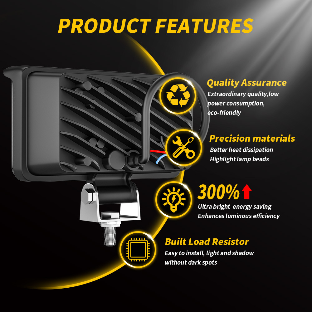 Work Car Light Led Bar Unlimited LED Flood Work Lamp With Amber Ambient Light for Jeep ATV SUV Truck Tractor Boat smile