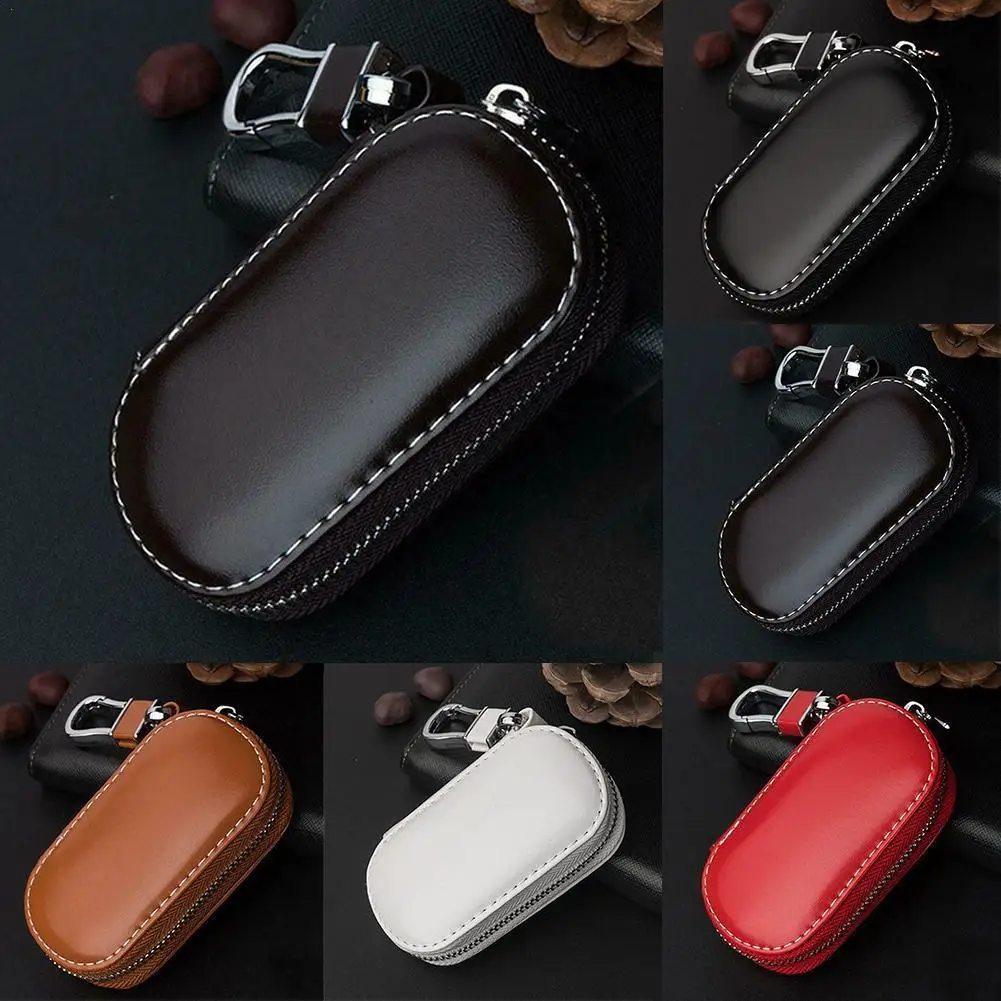 Holder Men Housekeeper Key Leather Car Key Wallets Keys ddmysmile Organizer Women Keychain Covers Zipper Key Case Bag Unisex Pouch Purse Smile