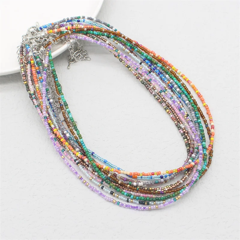 Beads Simple Strand Seed Choker Necklace Women Charm Colorful Neck Collar Handmade Short Chain Boho Collier Femme Jewelry Gift smile