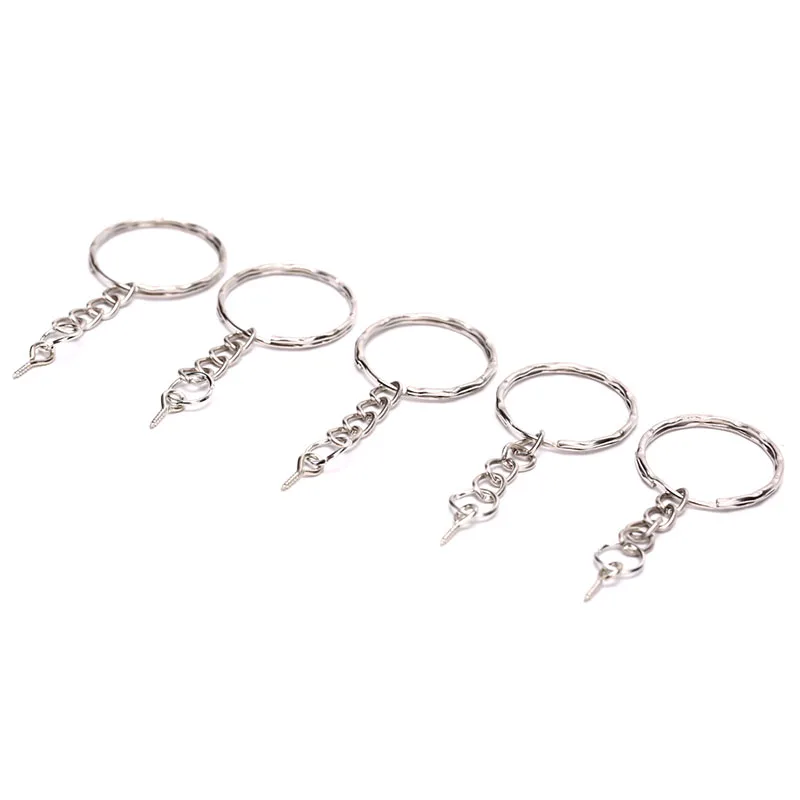 Pin 40Pcs Screw Eye Key Chain Key Ring keychain Keyrings Lobster Clasps Split Rings With Screw Pin Jewelry Making smile