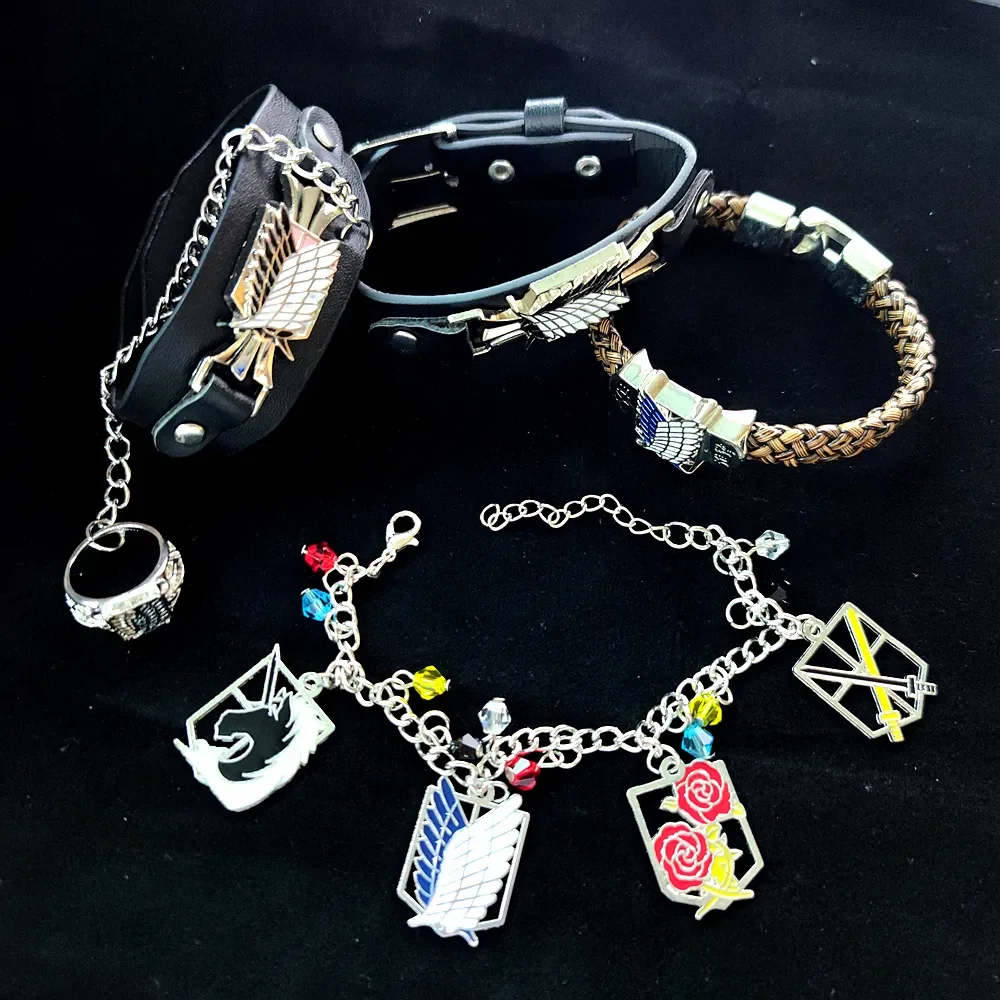 Titan On Anime Attack Wings Of Liberty Enamel Leather Bracelet For Men ddmysmile Women Shingeki No Kyojin Wristband Cosplay Jewelry Gift Smile