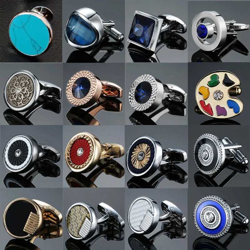 New luxury design hand woven round zircon crystal cufflinks for high-end mens French shirt cufflinks W241109