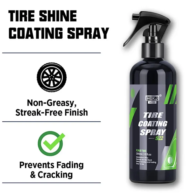 Car Tyre Gloss HGKJ S22 Tire Coating Spray Hydrophobic Sealant Wax For Car Wheel Auto Care Re-black Shine Chemistry Filler