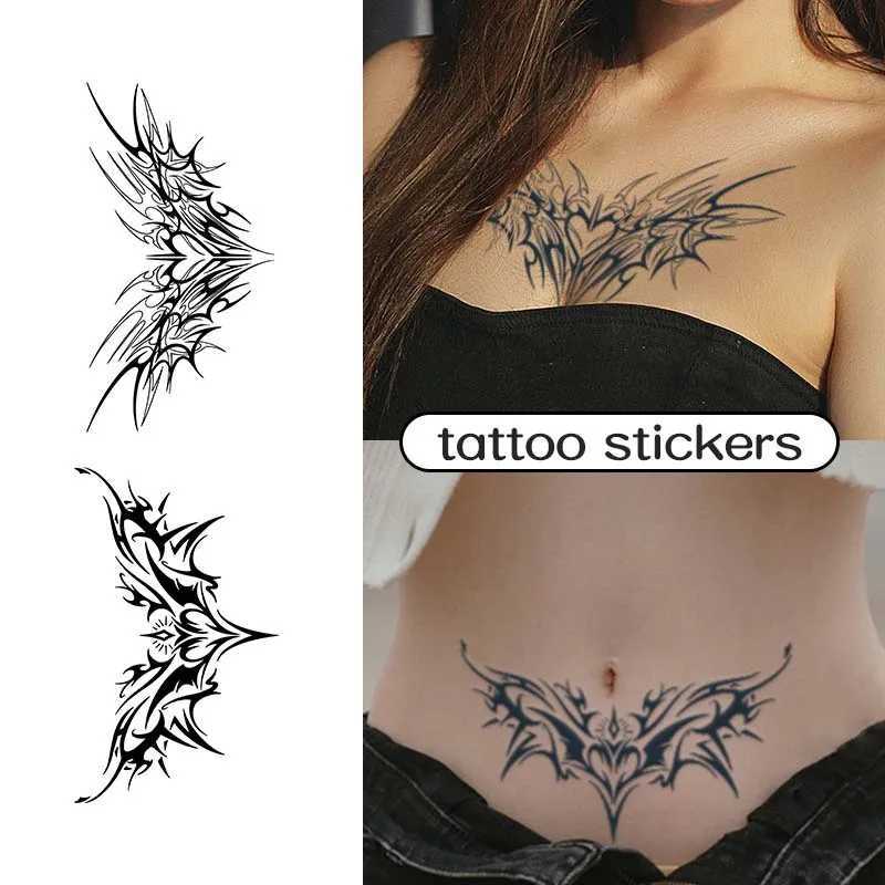 1 charming tattoo sticker waterproof for one to two weeks suitable for girls abdomen chest back waist no reflection tattoo blue W241109