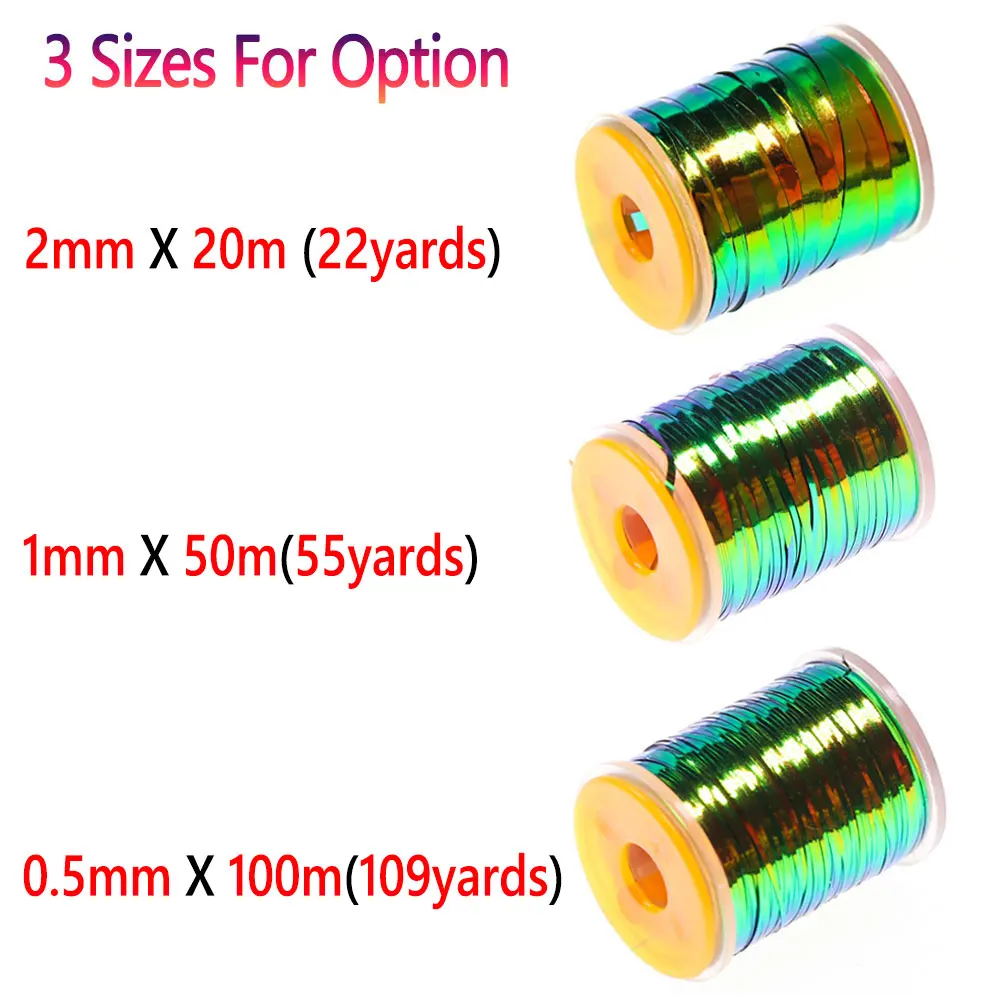 Flat Wide Bimoo 0.5mm~2mm 2 Tones Pea Mylar Tinsel Metalic Durable Body Fly Tying Material For Nymphs Midges Saltwater Fly smile