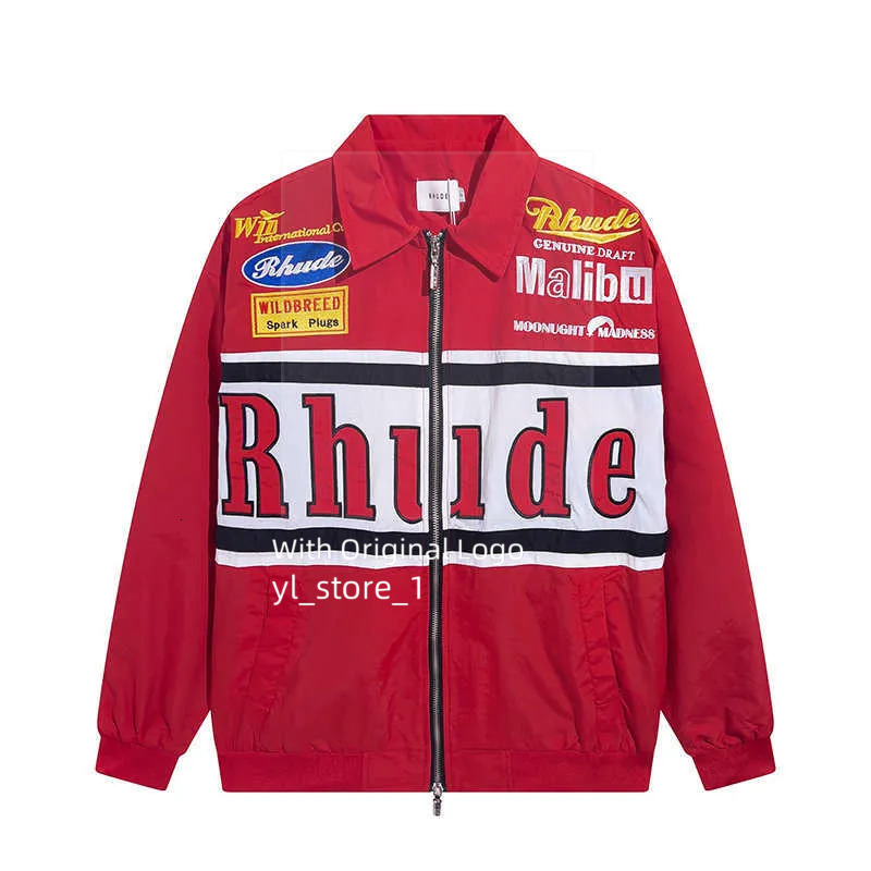 Men's Jackets Embroidered Big rhudejacket Round Patch Label Zipper Jacket High Quality Casual Men Women 1 1 rhudejacket hoodie Outdoor Windbreaker Coats 030