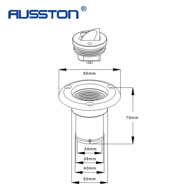 Deck Filler Cap GAS DIESEL FUEL WATER WASTE 38mm 50mm Marine Boat Yacht Hardware Accessories Socket Deck Filler Cover Keyless