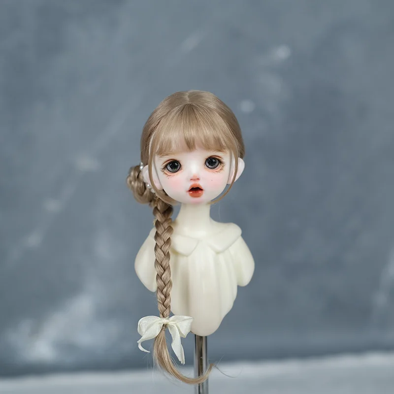 Wig ddmysmile Ponytail 1/6Bjd Bangs Curly Soft Mohair Wig Braids Suitable For 30Cm DD SD Doll Wig Toy Accessories 6-7 Inches Hair Smile