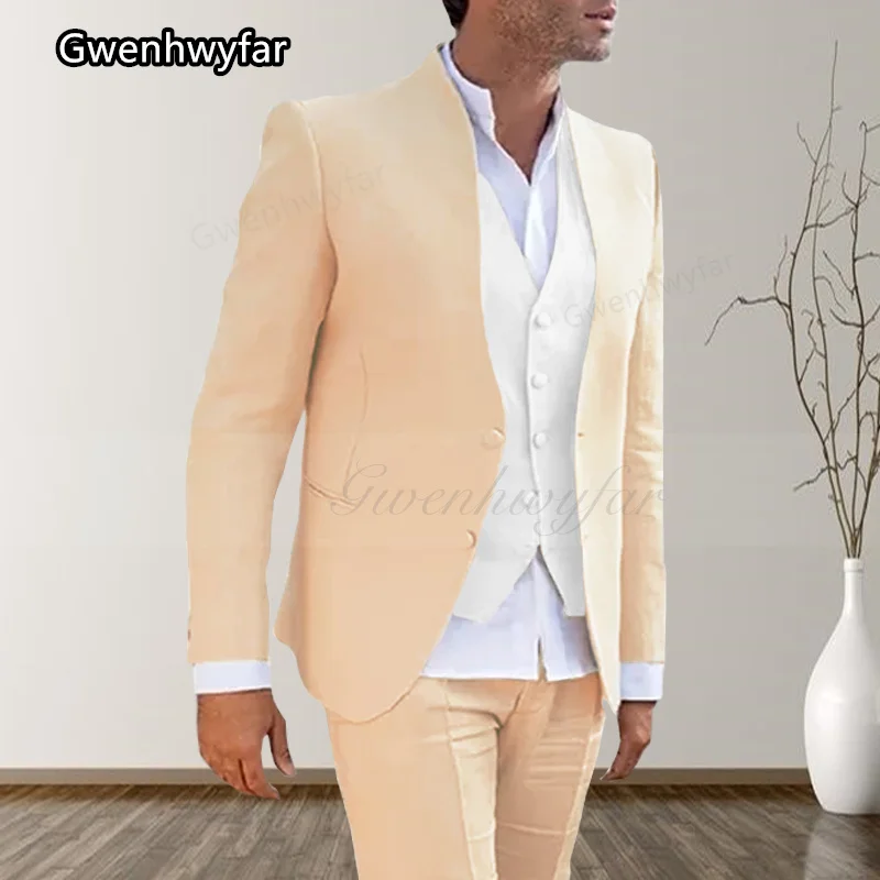 New Autumn Gwenhwyfar 2023 Pink Men's Suit Casual Fit Wedding Groom Groomsmen Suit Suitable For Banquet Party Tuxedo Costume smile