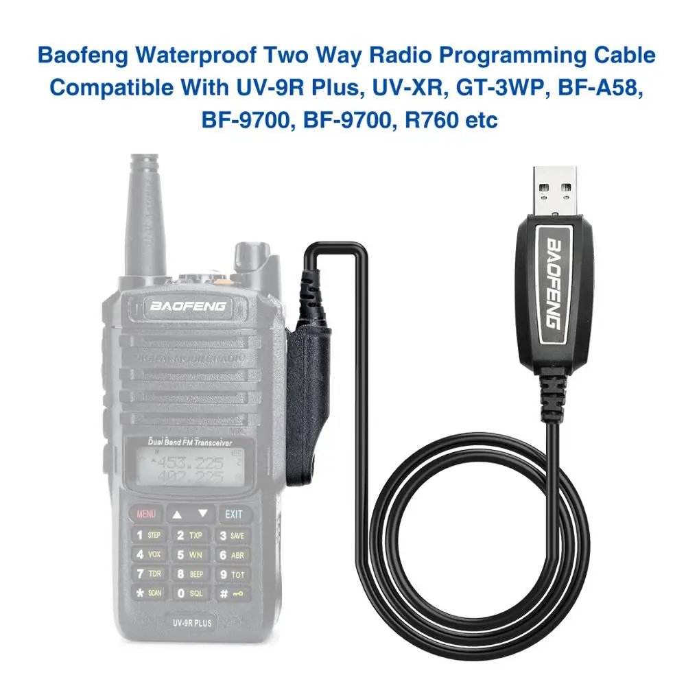 Waterproof UV-9R Baofeng PL2303 Drive-Free USB Programming Cable For BaoFeng UV-9R Pro A-58 GT-3WP PL2303 Chip Two Way Radio smile